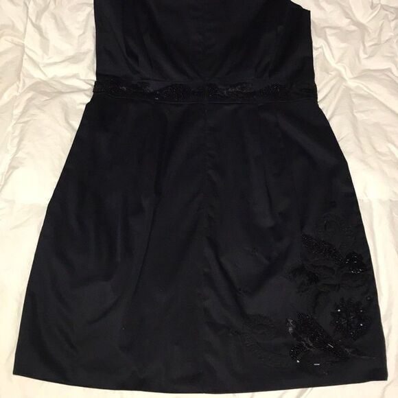 French connection black embroidered waist beaded office formal cocktail dress - Picture 9 of 15